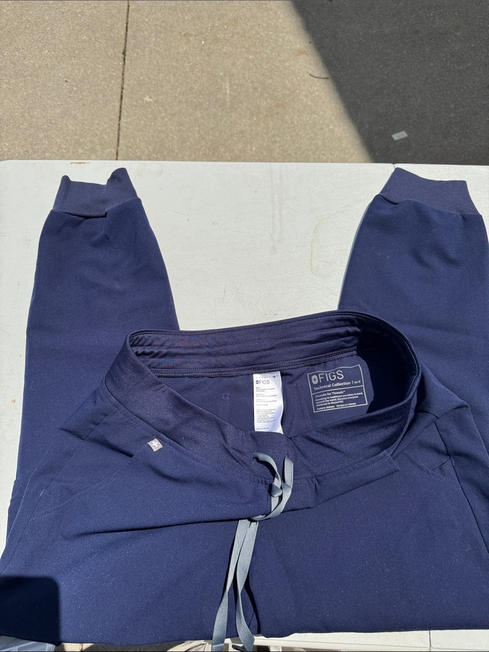 Set of 2. Figs Navy Drawstring Scrub Bottoms with Rib Cuffs